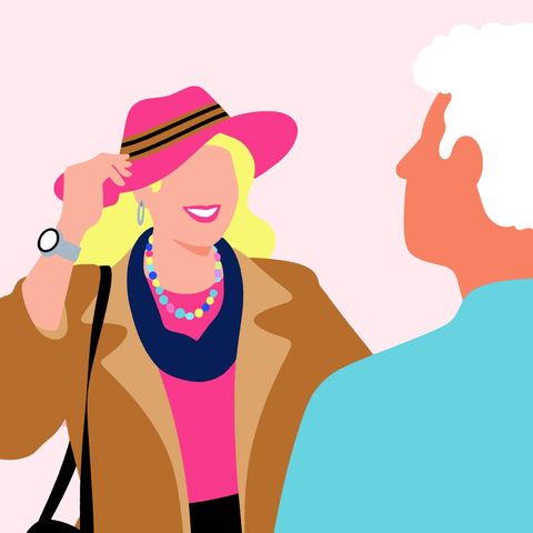 Die Illutration zeigt ein Pärchen beim Flirten