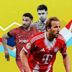 Eine Montage mit Fußballspielern