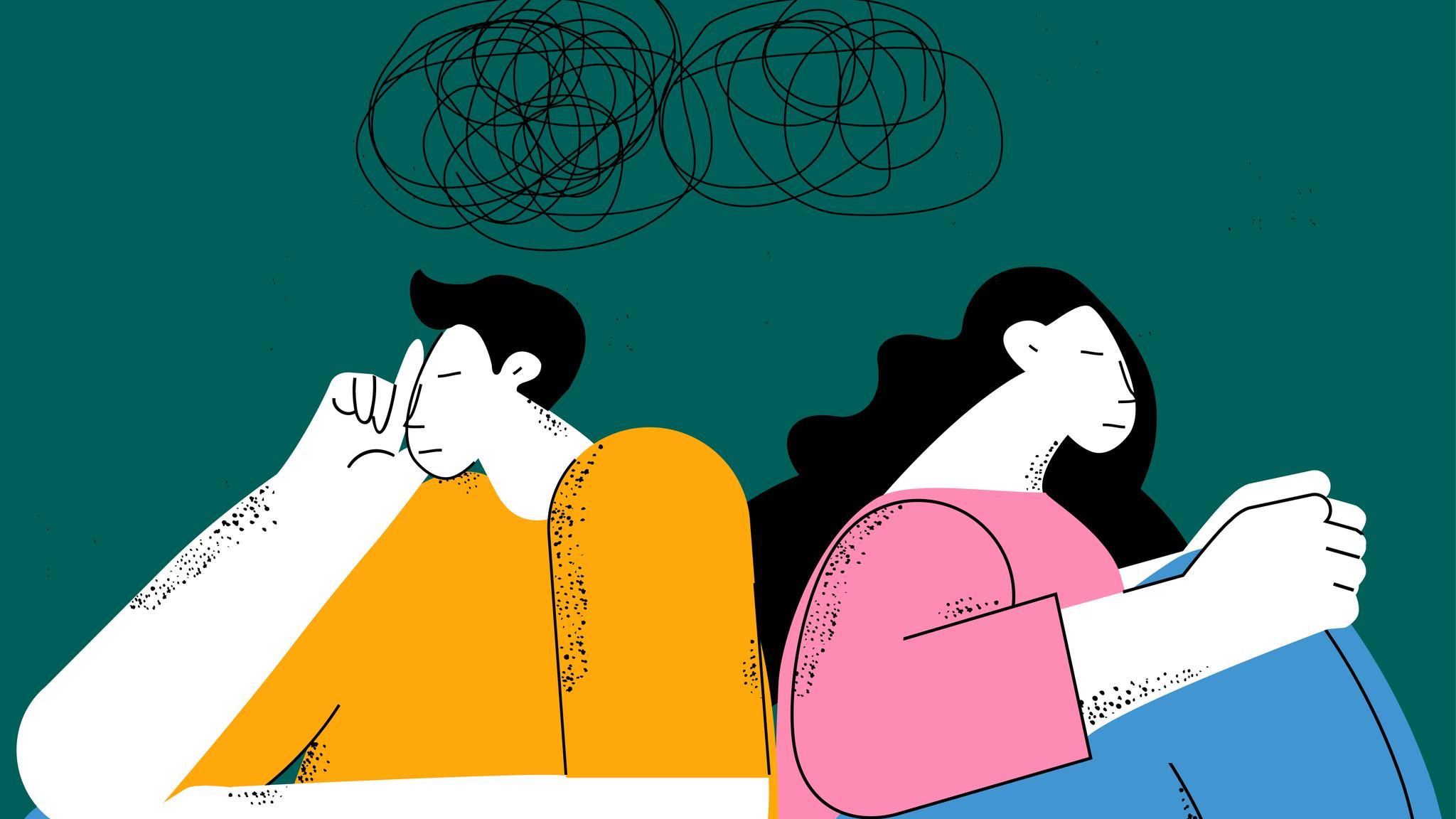 Eine Illustration zu Unzufriedenheit in Beziehungen