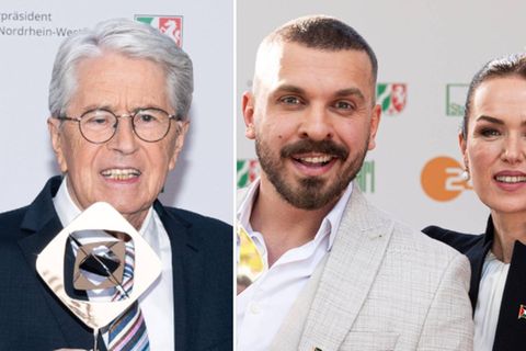 Frank Elstner (l.), Edin Hasanovic und Melika Foroutan gehörten zu den glücklichen Gewinnern der Grimme-Preisverleihung.