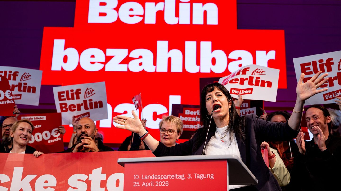 Linken-Spitzenkandidatin Elif Eralp will den Regierenden Bürgermeister Kai Wegner (CDU) ablösen. Foto: Fabian Sommer/dpa