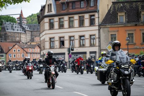 Die Sternfahrt in Kulmbach ist laut Innenministerium das größte Bikertreffen Süddeutschlands. Foto: Pia Bayer/dpa