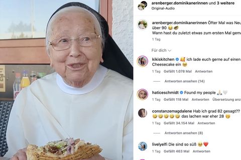 92-jährige Nonne isst Döner
