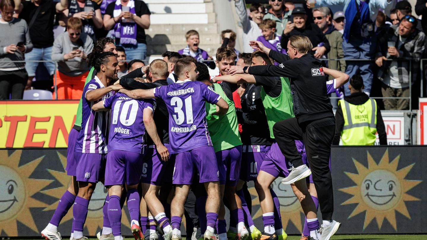 Nach dem späten Siegtor gegen Verl kannte der Jubel beim VfL Osnabrück keine Grenzen. Foto: David Ebener/dpa