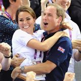 Kate und William bei den Olympischen Sommerspielen 2012 in London auf der Tribüne