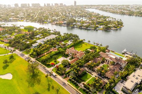Aufnahme eines Wohngebietes auf Indian Creek in Miami von oben