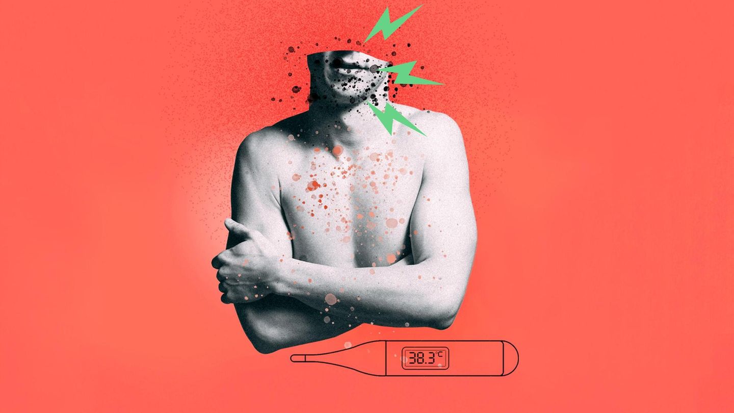 Illustration: Diagnose Mykoplasmen - Ausschlag und Wunden am Mund