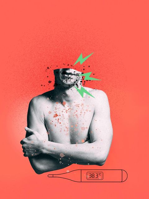 Illustration: Diagnose Mykoplasmen - Ausschlag und Wunden am Mund