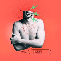 Illustration: Diagnose Mykoplasmen - Ausschlag und Wunden am Mund