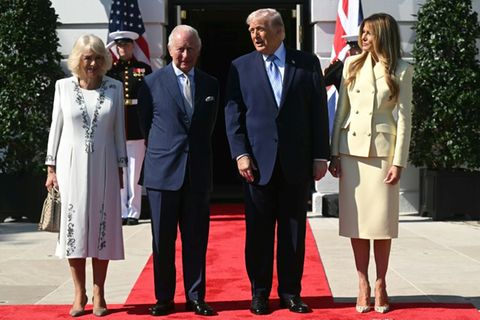 Camilla (von links), Charles, Donald Trump und Melania Trump