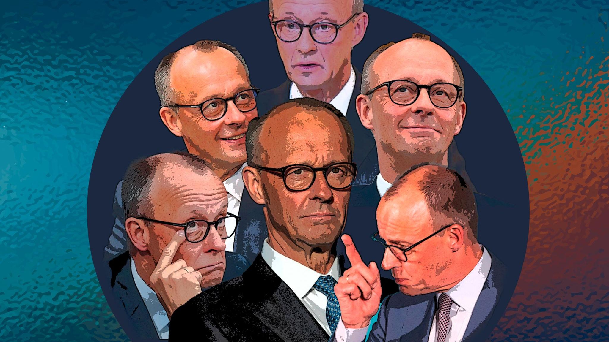 Die Gesichter des Friedrich Merz in einer Collage