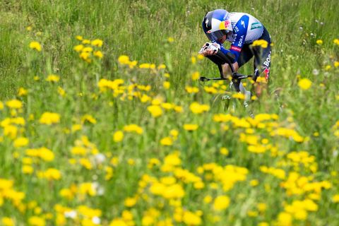 Florian Lipowitz legte ein überzeugendes Zeitfahren ab. Foto: Jean-Christophe Bott/KEYSTONE/dpa