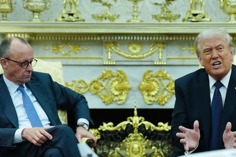 Friedrich Merz und Donald Trump bei ihrem Treffen im Weißen Haus im März 2026