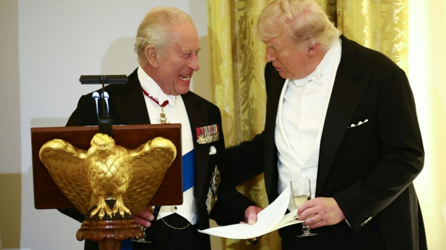 Charles III. (l.) und Trump