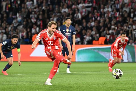 Elfmeter versenkt: Es war das 13. Tor von Harry in dieser Champions-League-Saison. Foto: Federico Gambarini/dpa