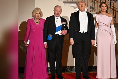 Staatsbankett: König Charles und Königin Camilla (l.) zu Gast bei Donald und Melania Trump.