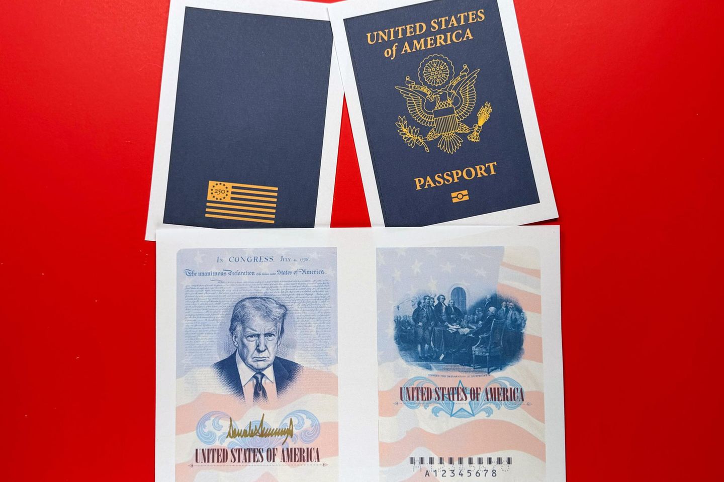 US-Reisepässe mit dem Gesicht von Donald Trump