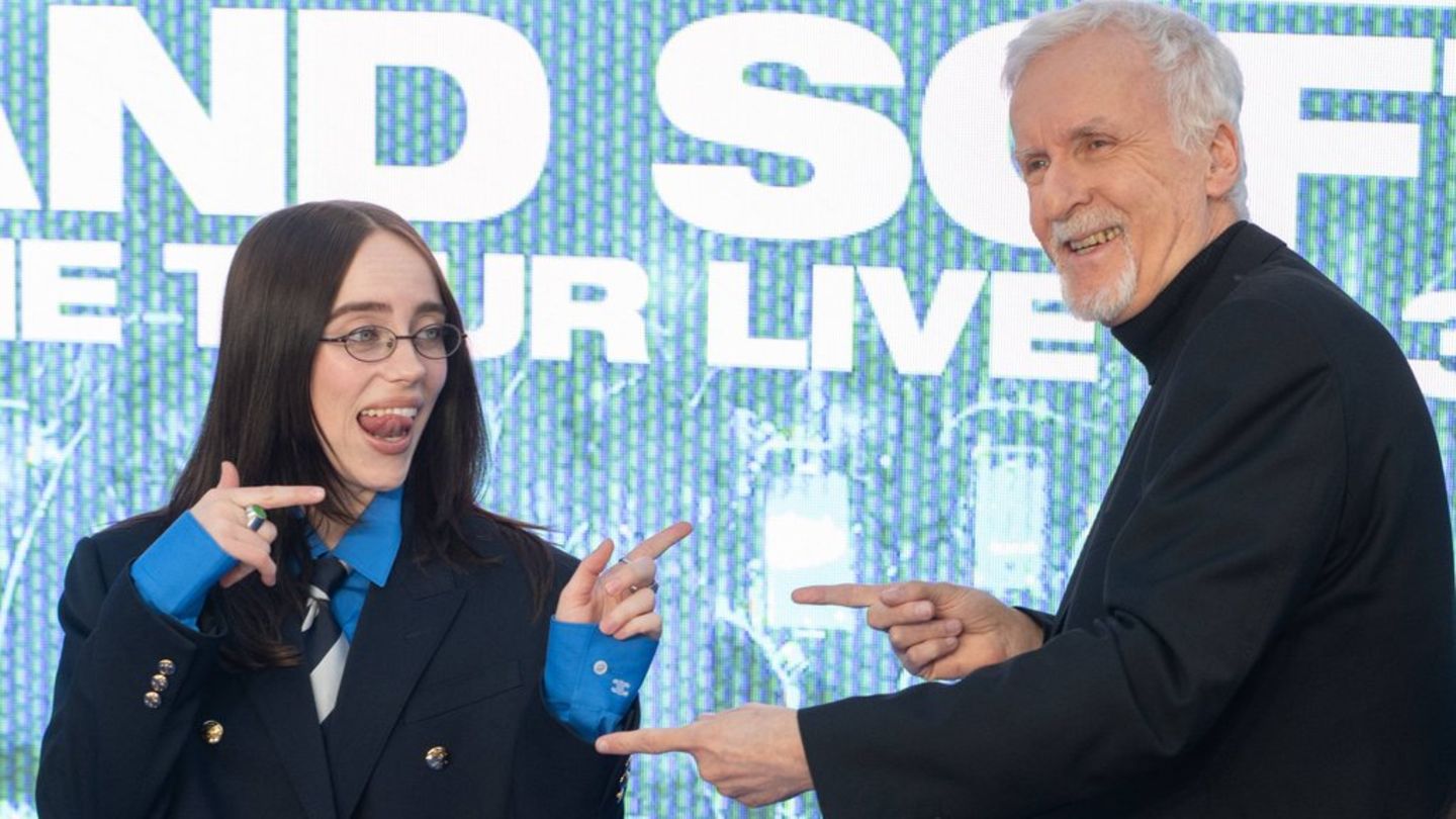 Zur Premiere ihres neuen Konzertfilms: Billie Eilish und James Cameron gut gelaunt