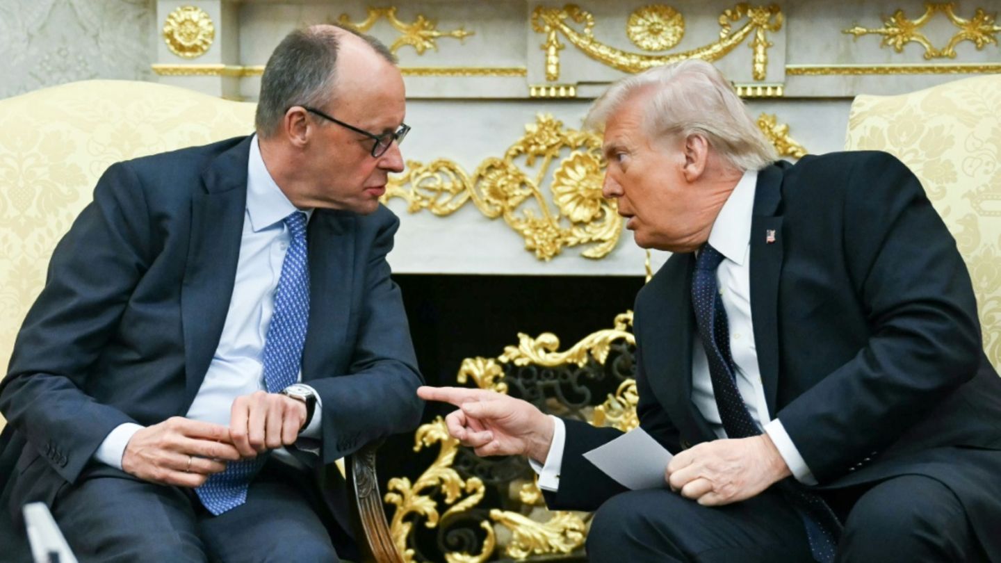 Friedrich Merz (l.) zu Besuch bei Donald Trump im März