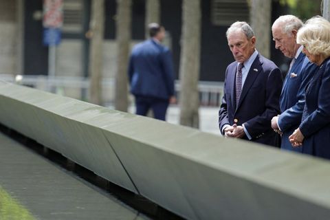 König Charles und Königin Camilla mit New Yorks ehemaligen Bürgermeister Michael Bloomberg am Mittwoch.