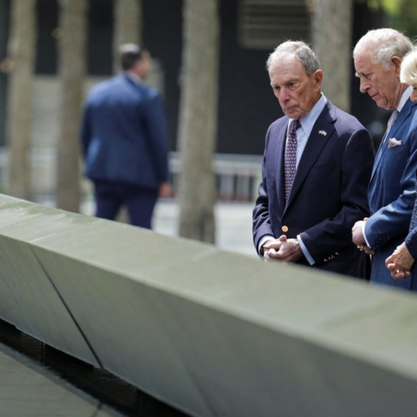 König Charles und Königin Camilla mit New Yorks ehemaligen Bürgermeister Michael Bloomberg am Mittwoch.