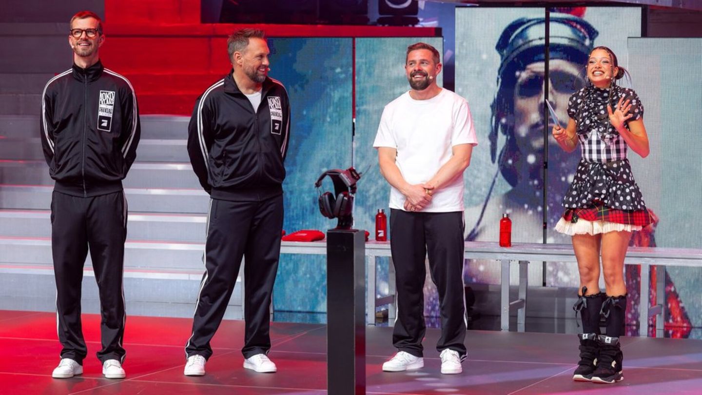 Nina Chuba lässt Joko, Klaas und erstmals Steven Gätjen (v.l.) gegen ProSieben antreten.