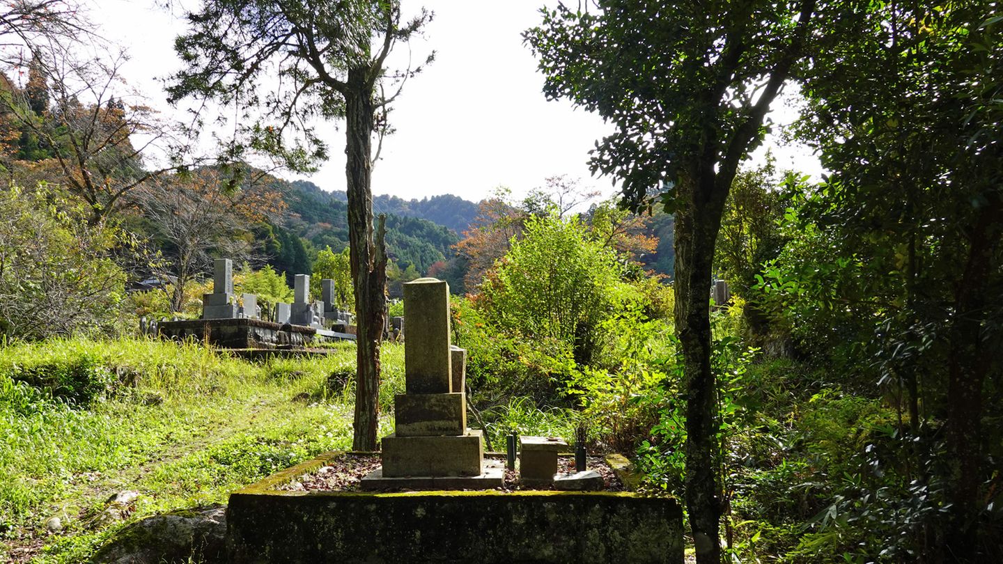 Weg entlang eines Friedhofes