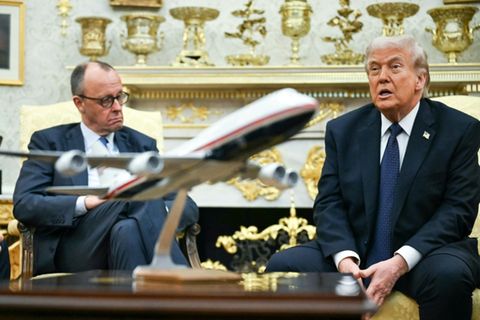 Merz (l.) und Trump im März im Weißen Haus