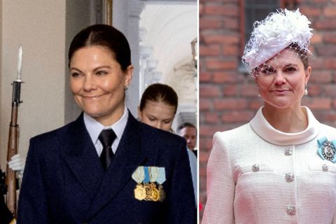Blitzschneller Outfitwechsel: Vormittags trug Kronprinzessin Victoria eine Militäruniform, zum Mittagessen dann ein elegantes
