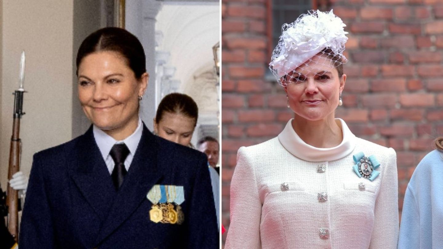 Blitzschneller Outfitwechsel: Vormittags trug Kronprinzessin Victoria eine Militäruniform, zum Mittagessen dann ein elegantes