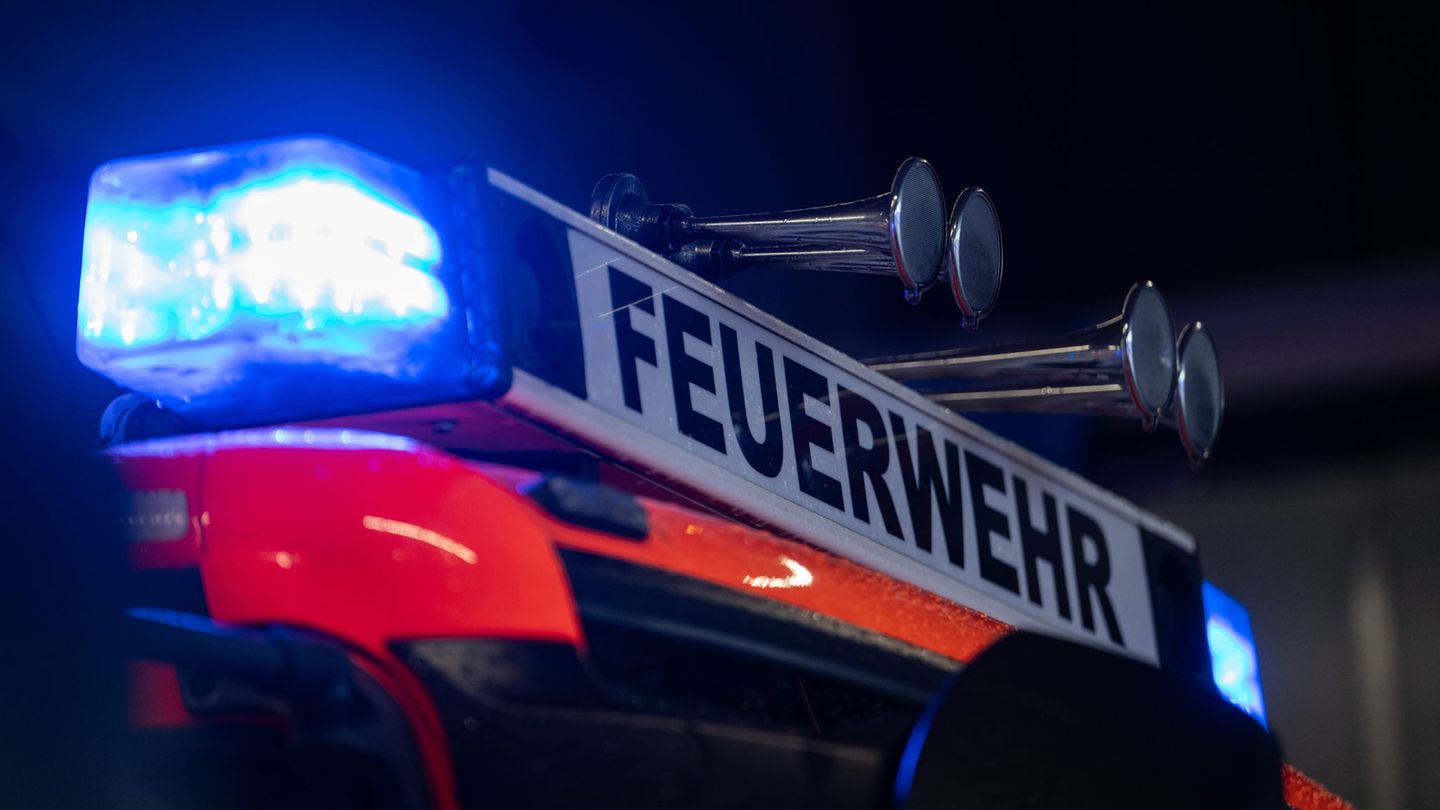 Großer Feuerwehreinsatz: Zwei Lagerhallen in einem Holzbodenwerk brennen