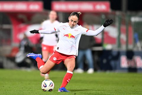 Gina Chmielinski hatte RB Leipzig in Wolfsburg in Führung gebracht. (Archivbild) Foto: Jennifer Brückner/dpa