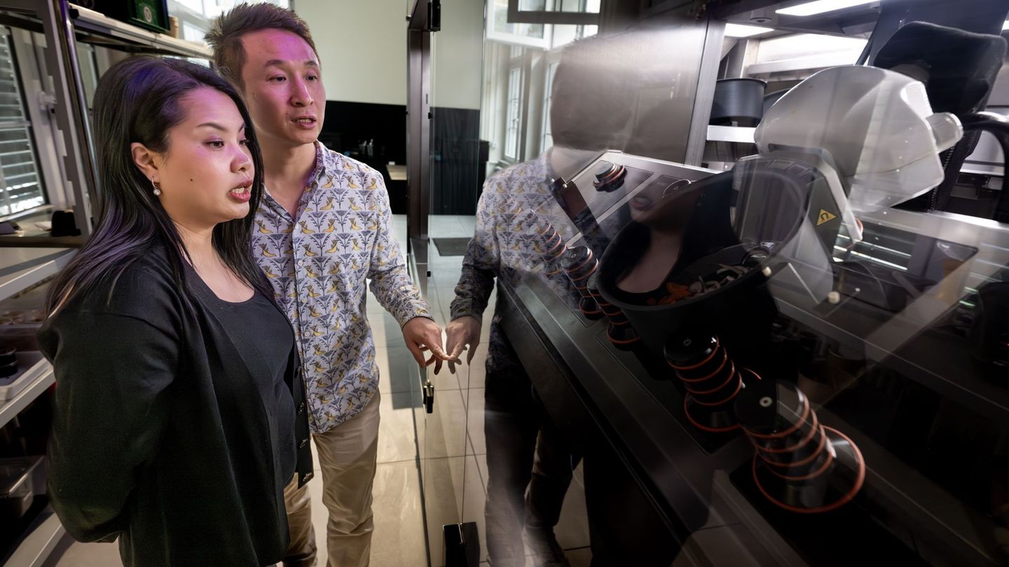 Der Roboter greift auf vorbereitete Zutaten zu, rührt, brät und portioniert. Foto: Boris Roessler/dpa