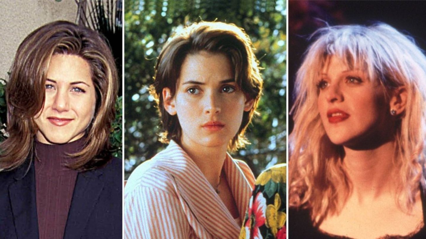 Jennifer Aniston, Winona Ryder und Courtney Love (v.l.) lieferten die Frisur-Inspirationen in den 1990er Jahren.