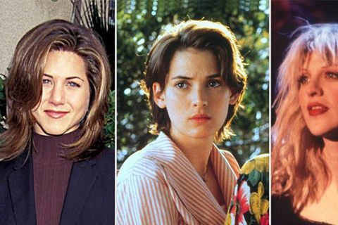 Jennifer Aniston, Winona Ryder und Courtney Love (v.l.) lieferten die Frisur-Inspirationen in den 1990er Jahren.