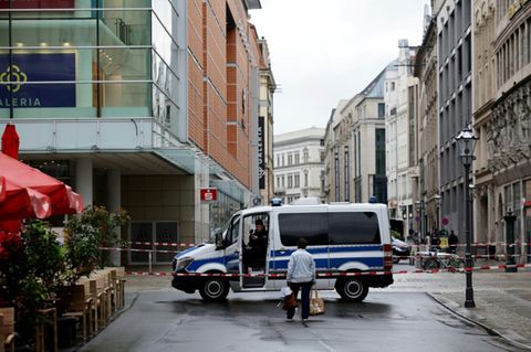 Abgesperrte Fußgängerzone in Leipzig