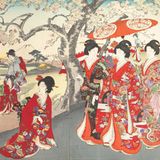 Ein Bild von Frauen im Kimono aus dem Album der Frauen von 1895