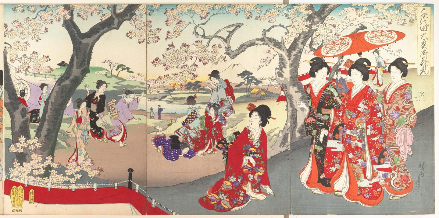 Ein Bild von Frauen im Kimono aus dem Album der Frauen von 1895