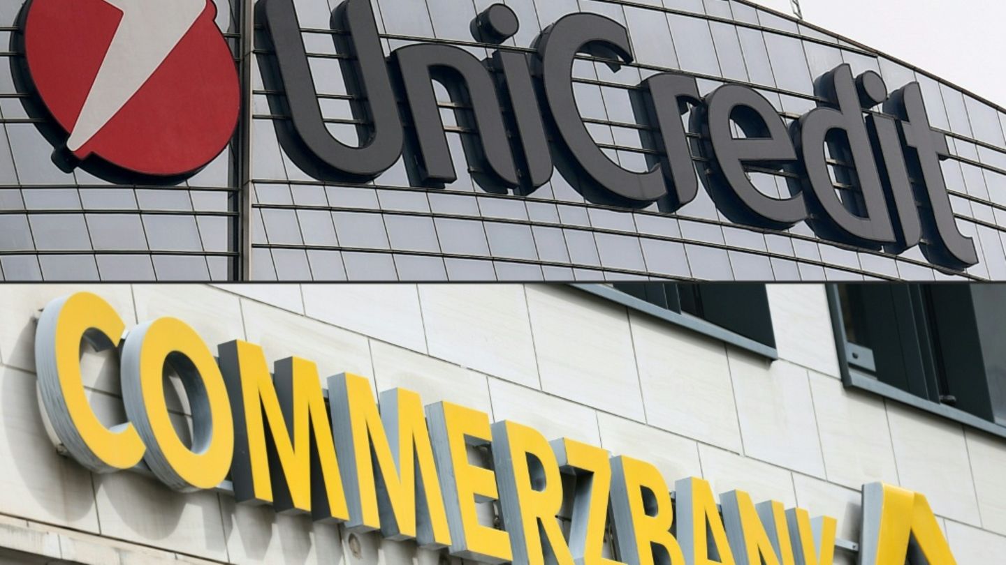 Unicredit- und Commerzbank-Schriftzüge