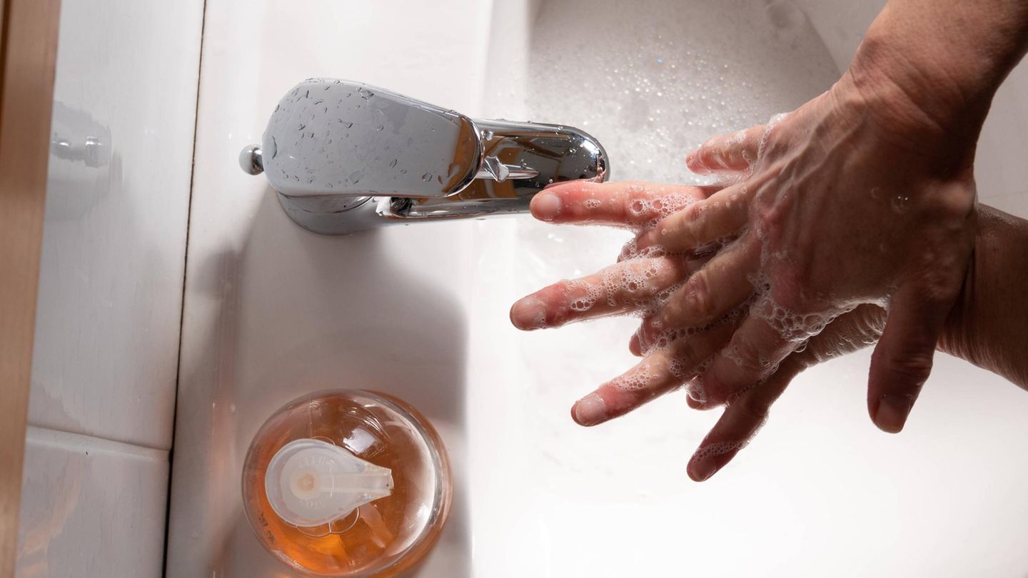 Bakteriengemeinschaft  Auf der Handoberfläche befinden sich mehr Bakterien als auf einem WC‑Sitz. Das ist nicht unbedingt bedenklich. Eine Haut ohne Bakterien wäre vollkommen unnatürlich, und Pilze hätten ein leichtes Spiel. Daher empfiehlt es sich auch nicht, die Hände im Alltag ständig zu desinfizieren. Sinnvoll ist gründliches Händewaschen hingegen dann, bevor man Speisen anfasst oder auf Menschen mit einem geschwächten Immunsystem trifft. Besonders viele (Krankheits‑)Keime befinden sich meist auf Dingen, die besonders viele Menschen mit ihren Händen anfassen, etwa Lichtschalter, Haltegriffe im ÖPNV oder Aufzugsknöpfe. 