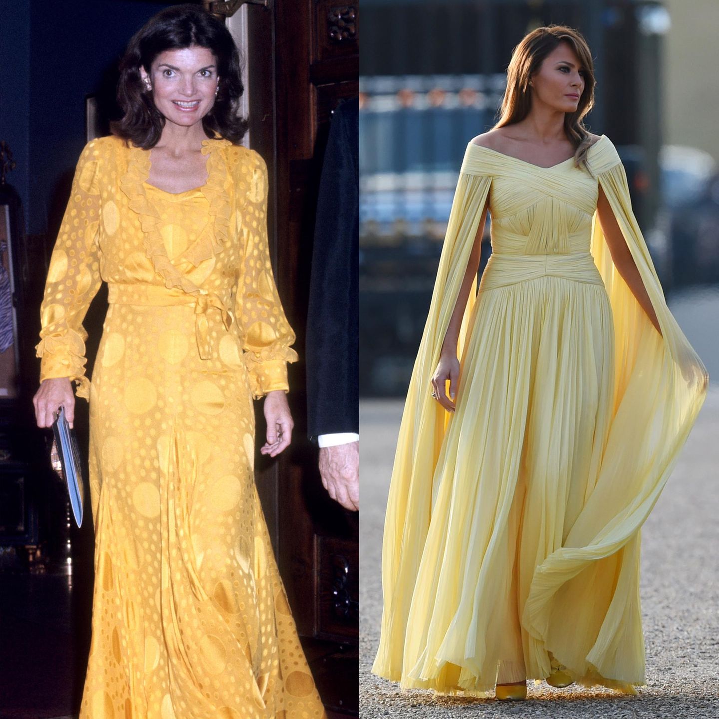 Melanie Trump im einem gelben Abendkleid wie einst Jackie Kennedy