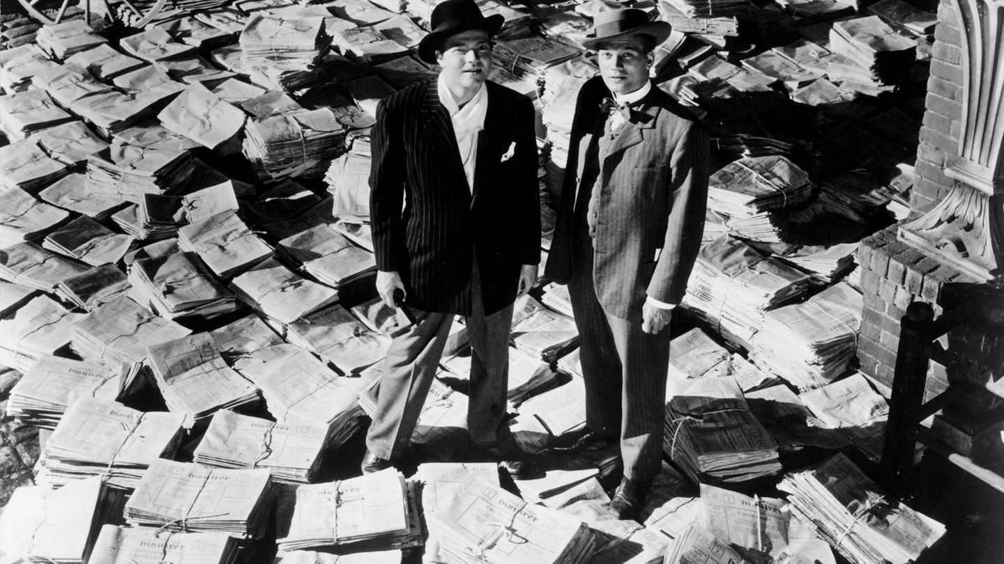 Orson Welles (links) und Joseph Cotten in einer Szene des Filmklassikers "Citizen Kane" aus dem Jahr 1941. Foto: picture allianc