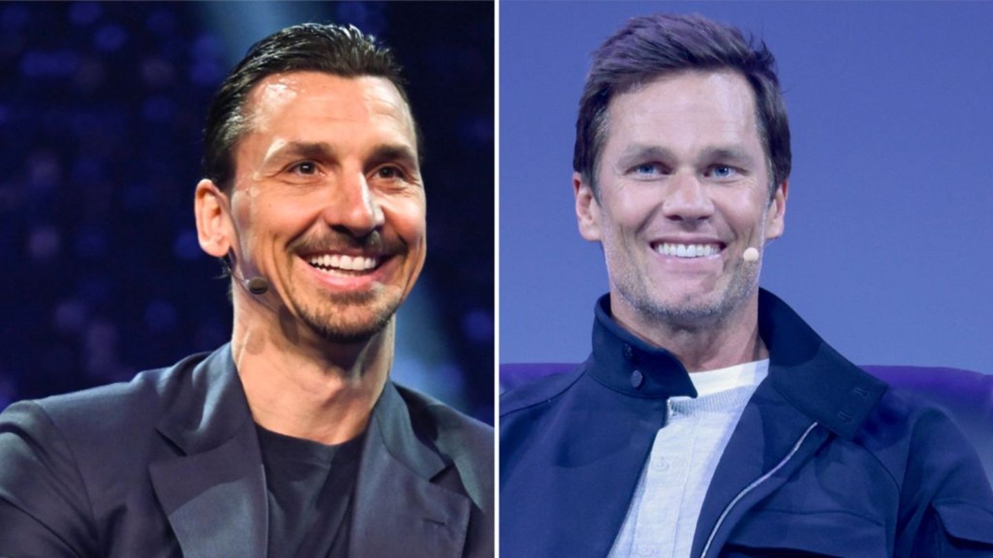 Zlatan Ibrahimovic (l.) trägt nach einer verlorenen Wette gegen Tom Brady jetzt Glatze.
