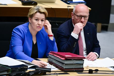 Wirtschaftssenatorin Franziska Giffey (SPD) und der Regierende Bürgermeister Kai Wegner (CDU) waren beim Thema Expo nicht immer