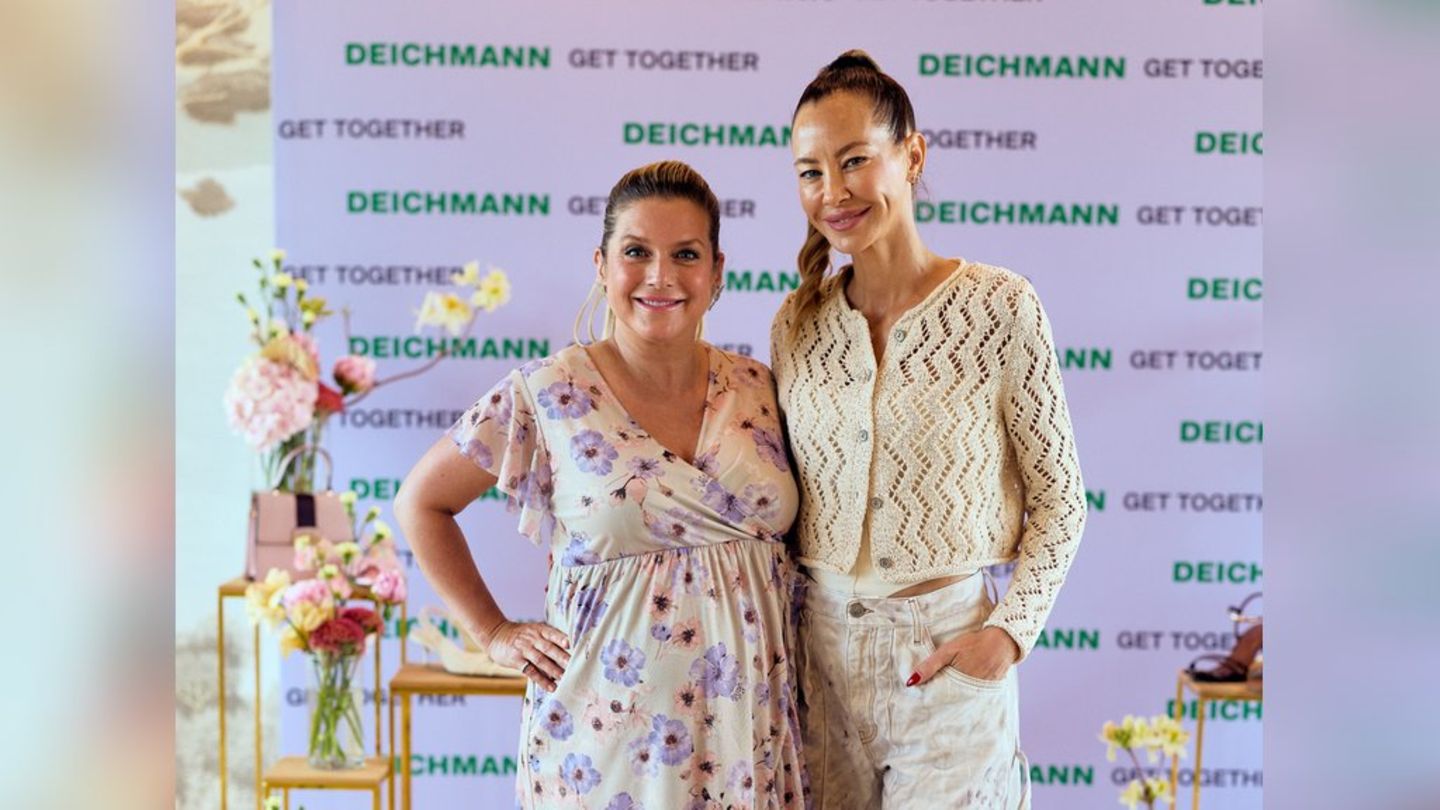 Die schwangere Jeanette Biedermann (l.) mit Fünffach-Mutter Alessandra Meyer-Wölden: keine Tipps, aber viel Verständnis.