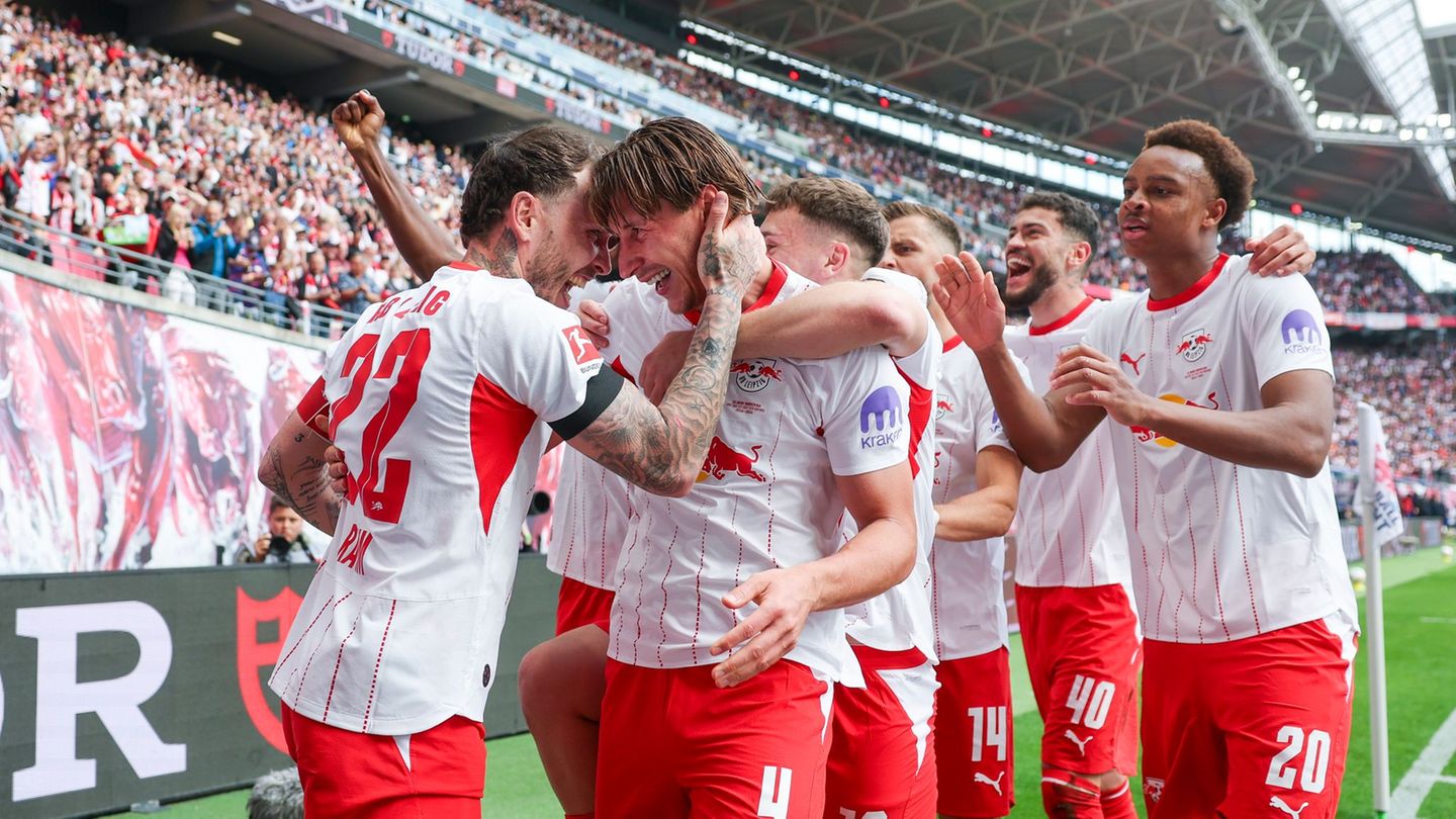 Ab in die Champions League: Leipzig jubelt. Foto: Jan Woitas/dpa