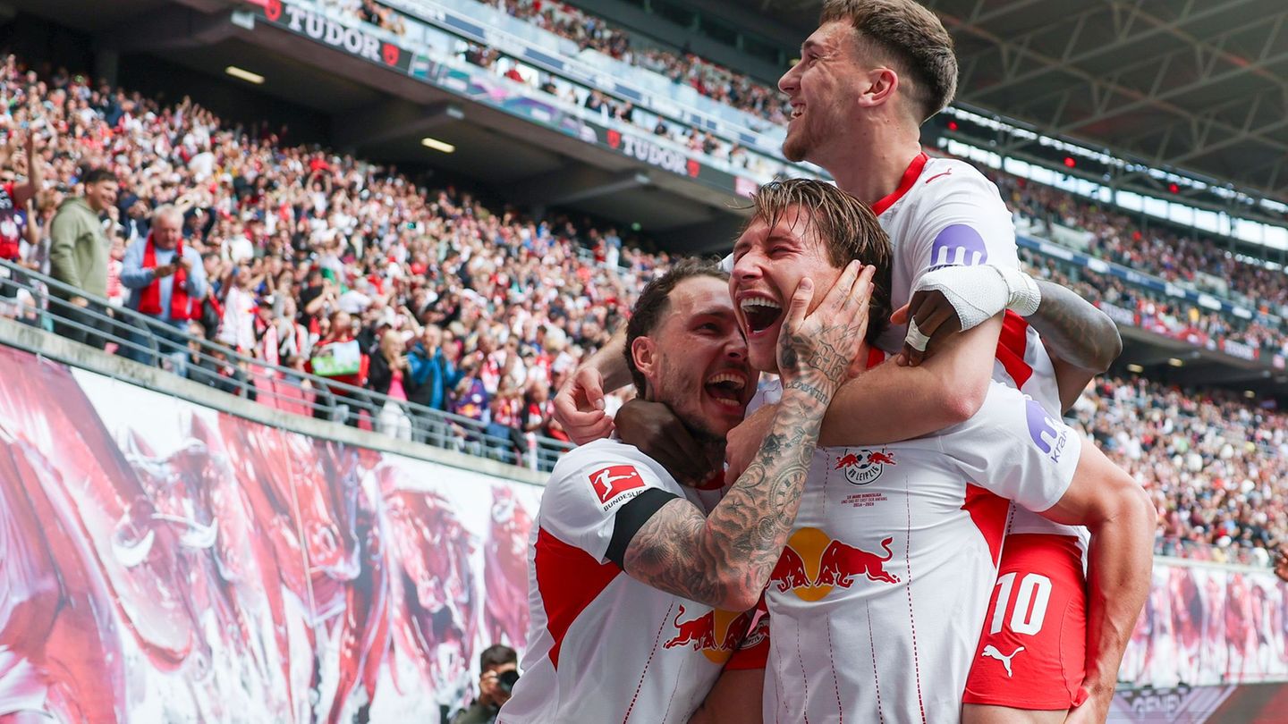Jubel und Erleichterung: Torschütze Willi Orban (M) feiert sein Tor. Foto: Jan Woitas/dpa