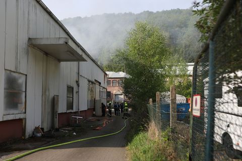 In einer brennenden Halle haben Einsatzkräfte eine professionell betriebene Cannabis-Plantage entdeckt. Foto: Andreas Trojak/dpa