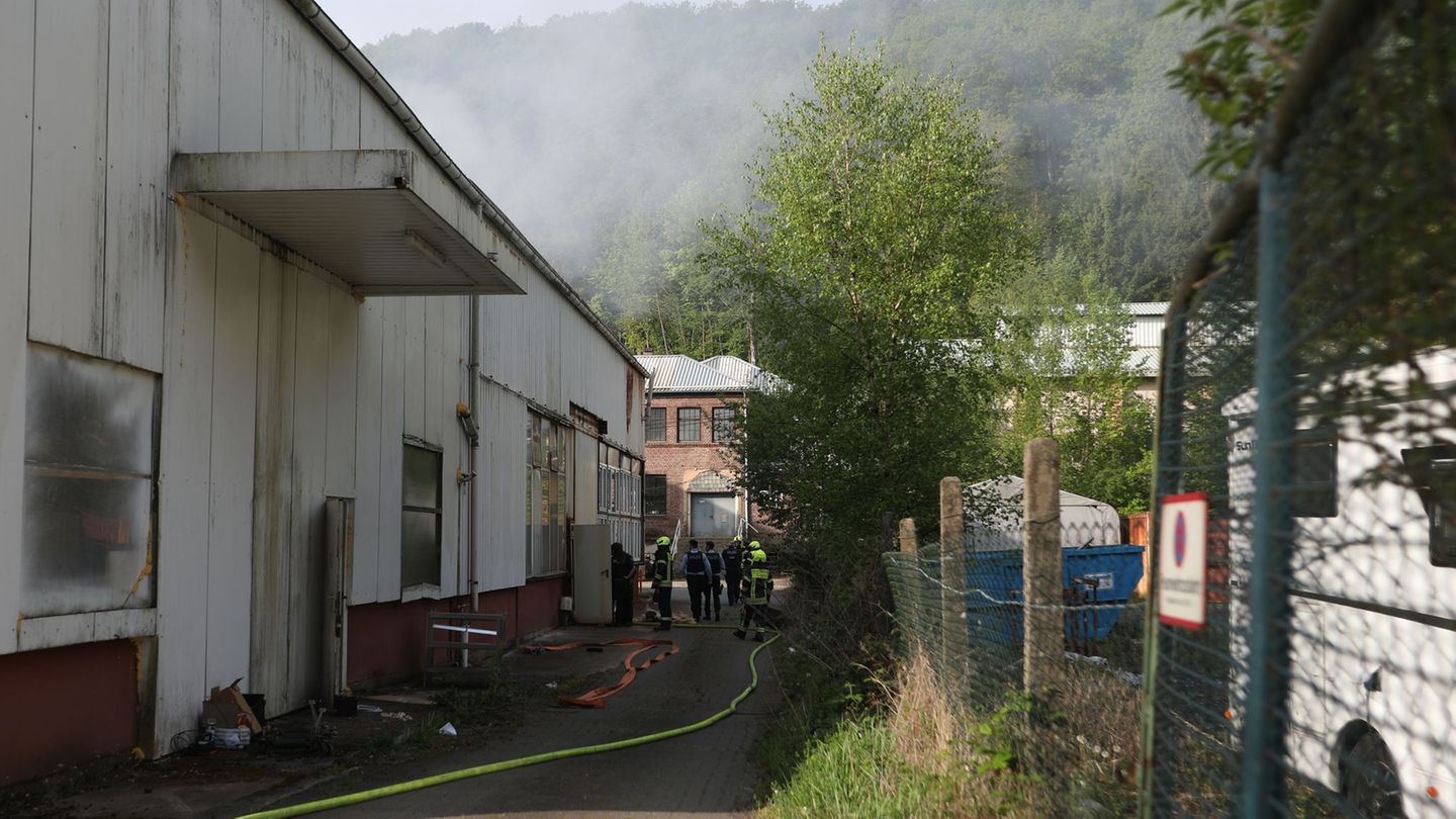 In einer brennenden Halle haben Einsatzkräfte eine professionell betriebene Cannabis-Plantage entdeckt. Foto: Andreas Trojak/dpa