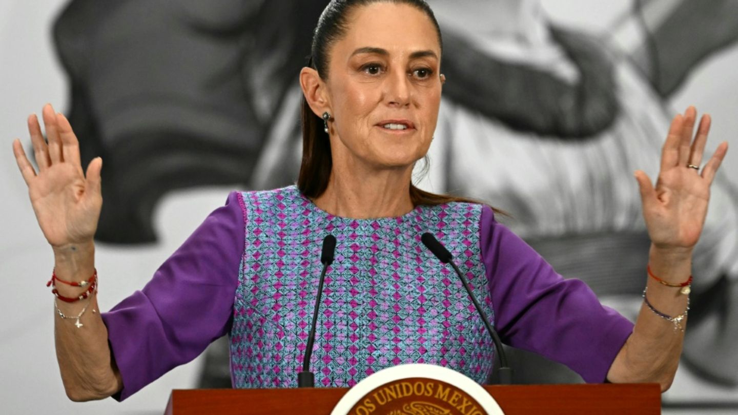 Mexikos Präsidentin Sheinbaum bei einer Pressekonferenz
